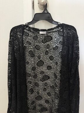 ME+EM Black Crochet Lace Overlay Top